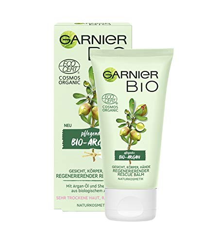 Garnier Bio Regenerierender Argan Rescue Balm, Naturkosmetik, Pflege und Handcreme mit Arganöl und...