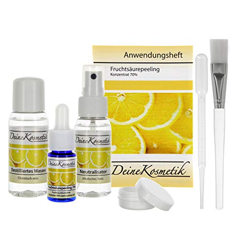 Fruchtsäurepeeling 2,5-70%, 0,5 pH, Sofort-Starter-Set, Profiheimbehandlung, AHA Glycolsäure...