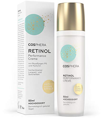 Cosphera - Retinol Performance Creme 50 ml - mit Hyaluronsäure - vegane Tages- und Nachtcreme...