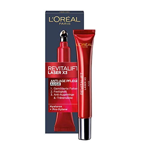 L'Oréal Paris Augenpflege, Revitalift Laser X3, Anti-Aging Augencreme mit 3-fach Wirkung,...