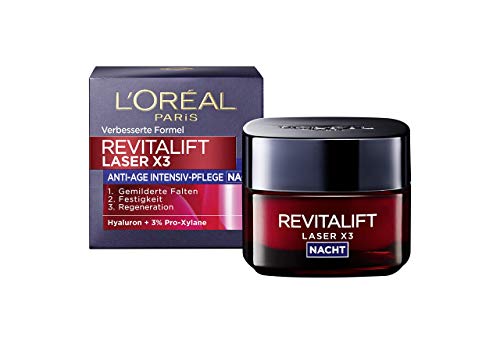 L'Oréal Paris Nachtpflege, Revitalift Laser X3, Anti-Aging Creme-Maske mit 3-fach Wirkung,...