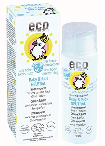 eco cosmetics Baby Sonnencreme LSF50+ neutral, wasserfest, vegan, ohne Mikroplastik, Naturkosmetik...